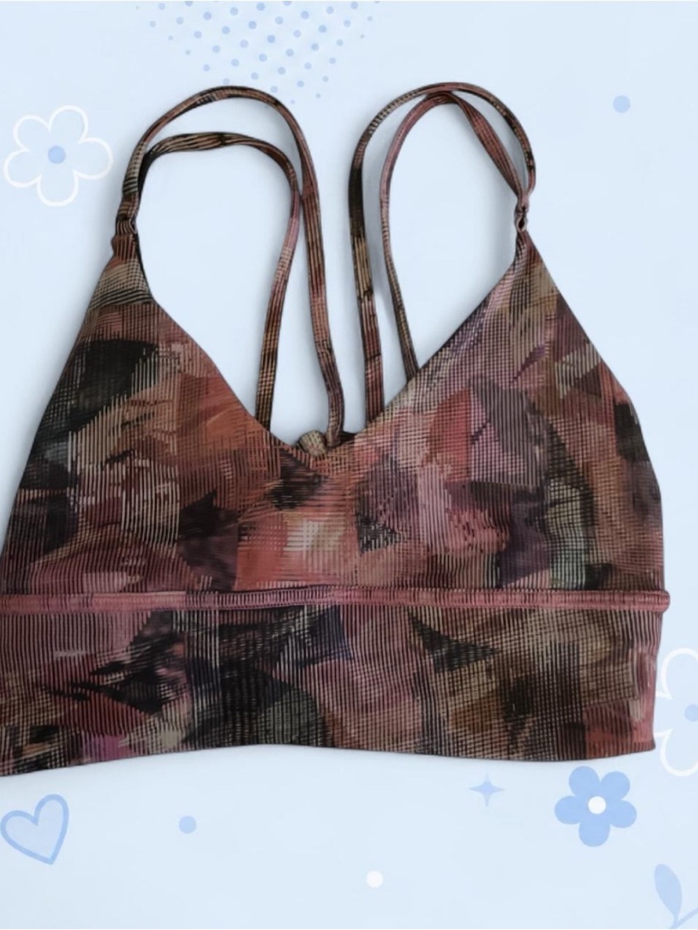 lululemon athletica Strappy V-Neck Sports Bra - Pink/Brown/Black
